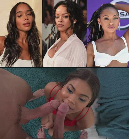 Who WYR you and your bud get a massive DoubleBarrel Blowjob from? (Laura Harrier,