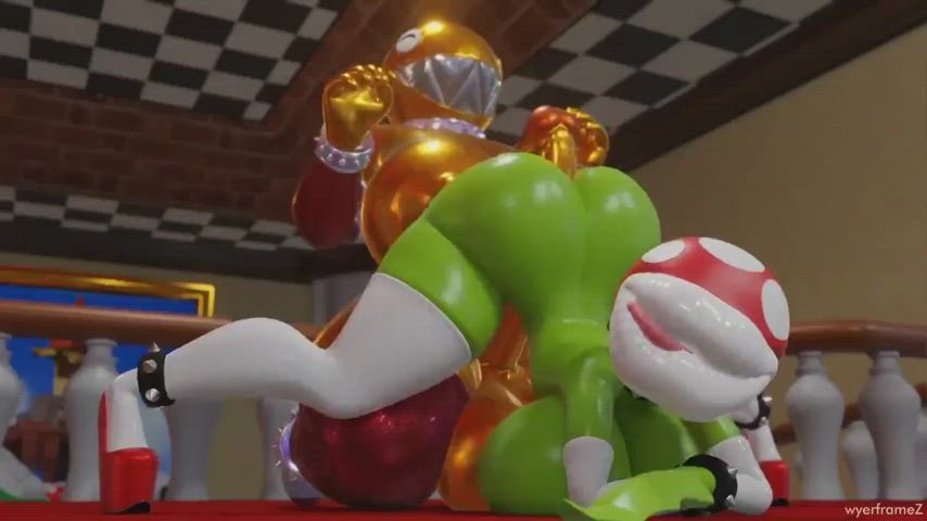 HUGE loads in these weird Super Mario futanari GIFS (WyerframeZ)