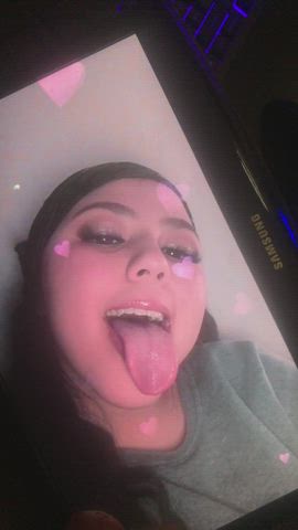 cumshot tongue fetish tribute gif