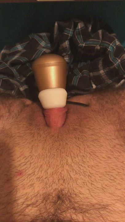 Letting my toy do all the work and cumming hands free