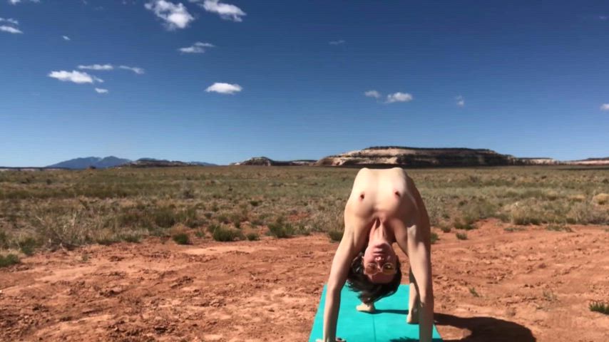 Having Fun with my Naked Yoga in the Desert