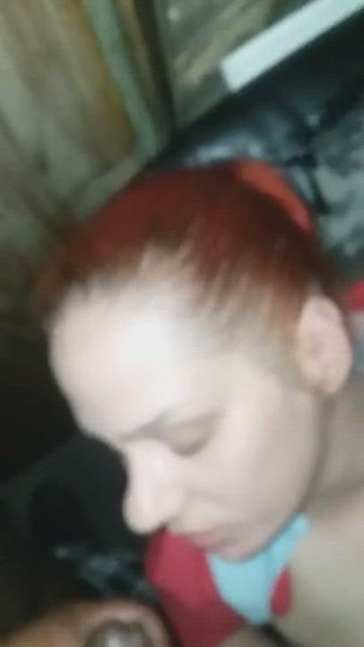 Amateur Cumshot Facial Redhead gif