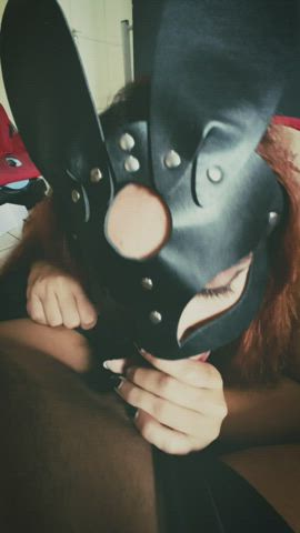 blowjob cock mask redhead thick cock gif