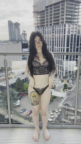 Imagine seeing me on my balcony like this… would you come up and fuck me?