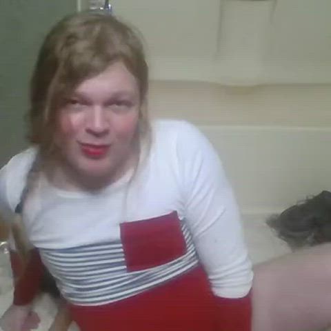 crossdressing femboy legs up sissy gif