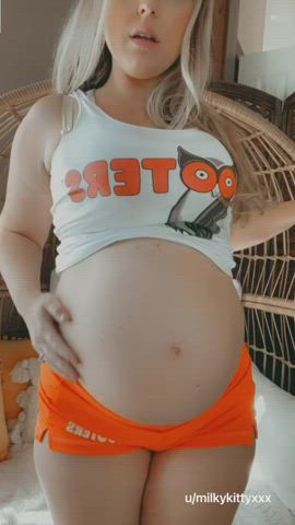 Big Tits Blonde Fetish MILF Mom Pregnant Pretty Teasing Waitress gif