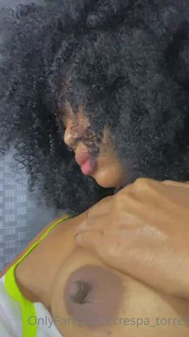 areolas big tits curly hair ebony natural tits nipple play softcore teasing gif