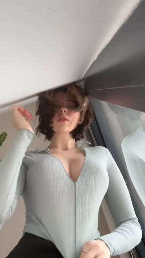 braless clothed egirl tiktok tits gif