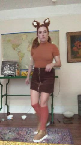 cosplay cute redhead socks gif