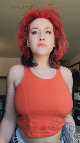 Big Tits Curvy Eye Contact OnlyFans Pale Redhead Tattoo Thick Tits gif