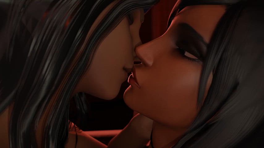 animation daughter egyptian french kissing kiss kissing lesbian lesbians mom overwatch