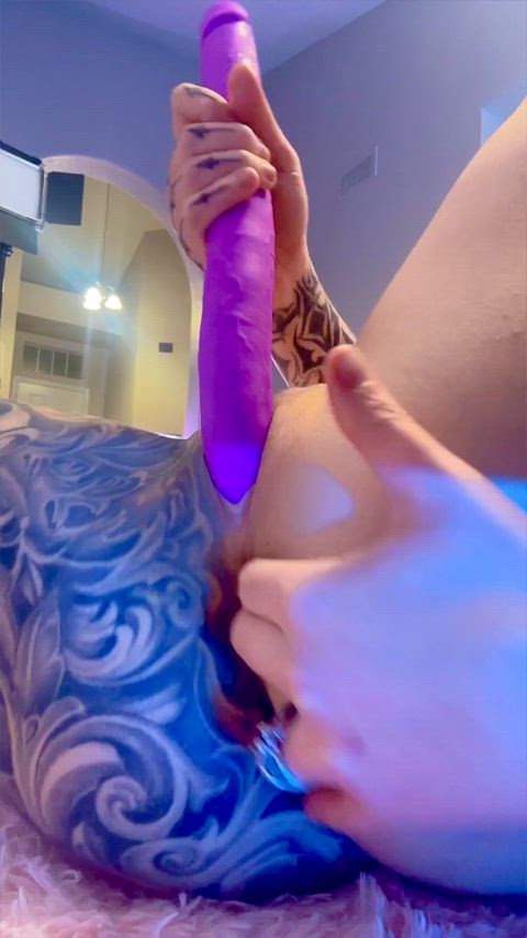 Using my purple dildo to DP myself!