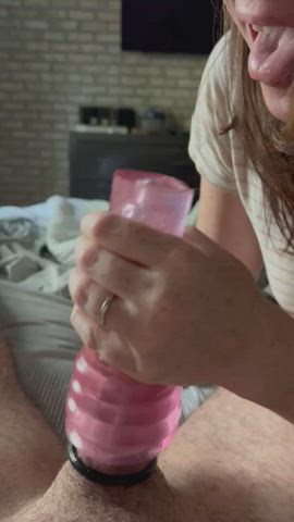 cumshot girlfriend handjob toy gif