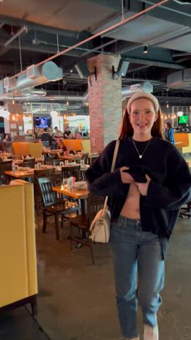 Out for lunch means the tits come out ;)