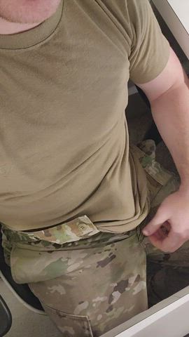 [Kik dudewheresmycac] Soldier stroking in uniform for massive natural tits. Keep