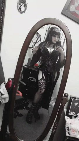 domme goddess goth latex stockings gif