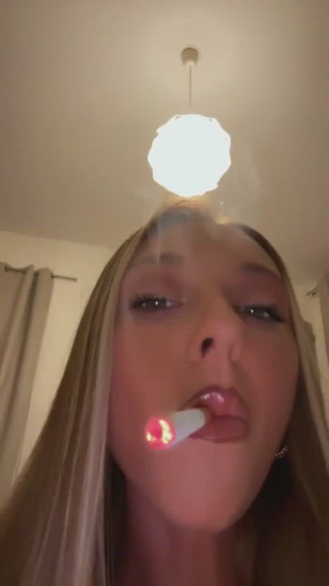 babe blonde smoking gif