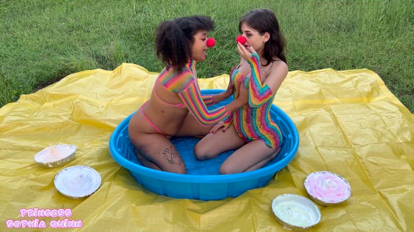 Wet & Messy Outdoor CreamPie Clown Girls