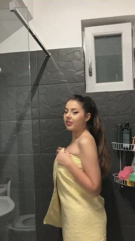Nude Tits Towel gif