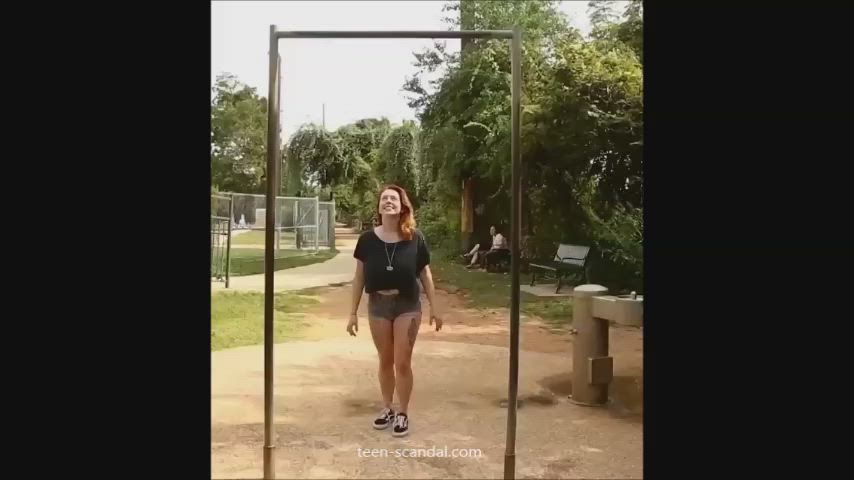 Amateur Big Tits Boobs Flashing Outdoor Public gif