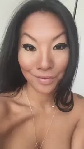 Asa Akira Asian Boobs Close Up Lips Nude Pornstar Small Nipples Small Tits gif