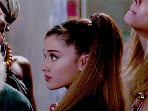 ariana grande babe celebrity clothed latex lips ponytail gif