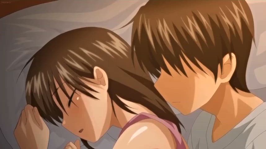 animation fingering groping hentai licking nsfw sibling sleeping gif