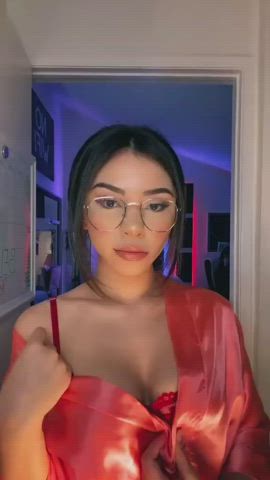 Asian Glasses Tease gif