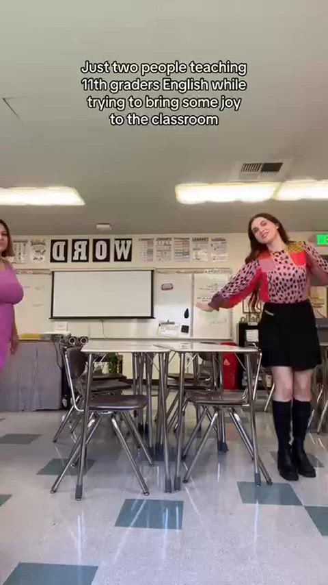 big tits dancing teacher tiktok white girl tik-tok gif