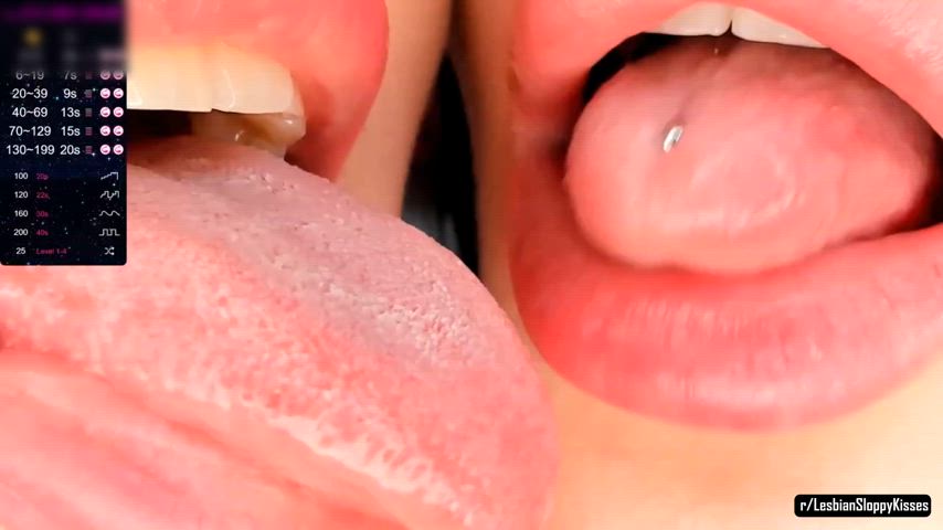 Close up of tongues rubbing against each other is so hot