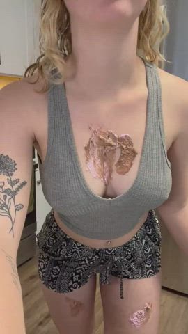 Blonde Boobs Braless gif