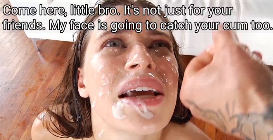 brother bukkake cum cumshot facial family sister taboo fauxcest gif