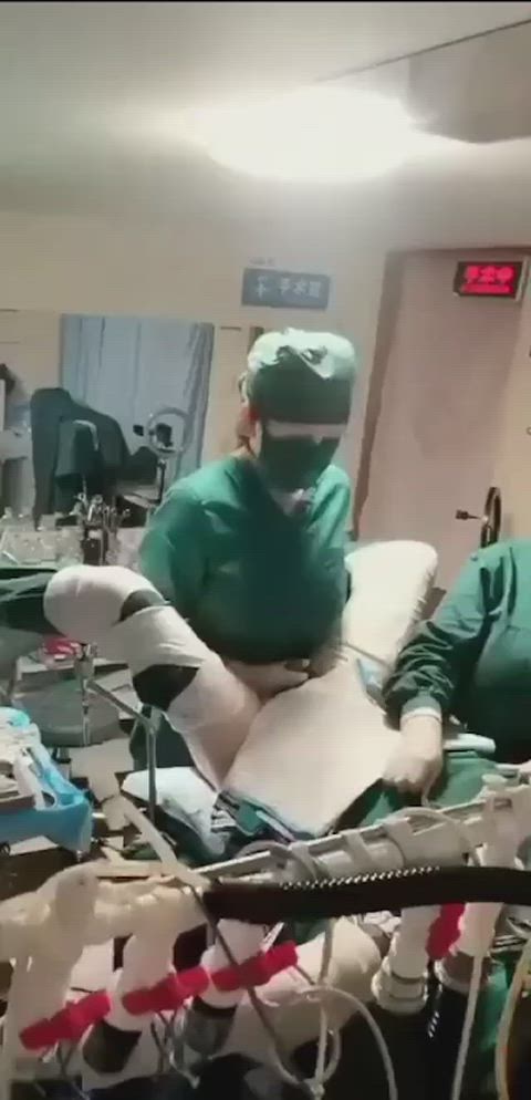 Man piss while a nurse assfuck him