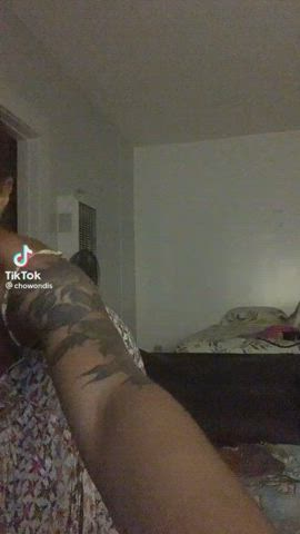 braless downblouse ebony nipple nipples nipslip small tits gif