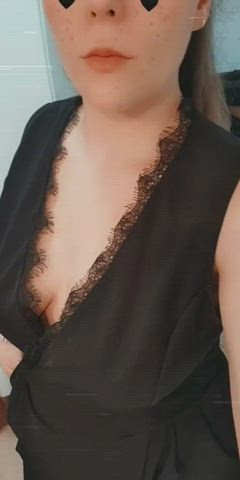 braless flashing natural tits gif