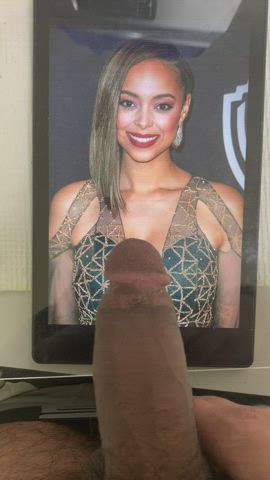 Amber Stevens West blasted on her big brown tits!