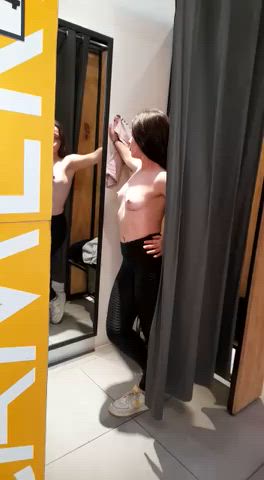 changing room nipples public small tits changing-rooms gif