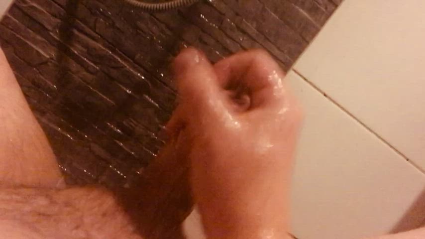 in a warm shower, enjoying myself and the warm shower water