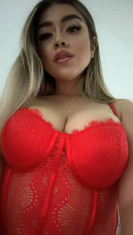 bdsm big tits blonde boobs corset latina model sexy shy submissive gif