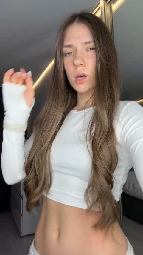 brunette dancing tiktok ukrainian gif