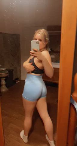Ass Blonde Bubble Butt Yoga Pants gif