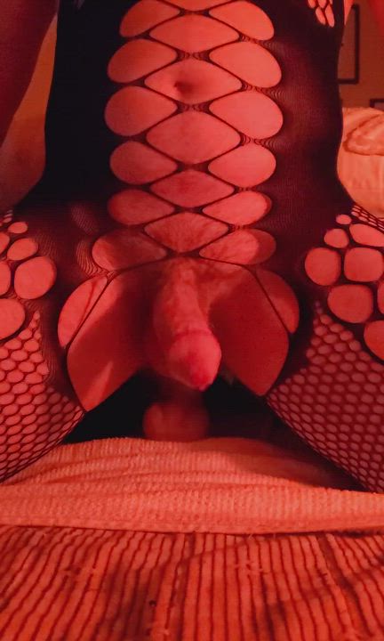 cock cock worship dildo fishnet huge dildo lingerie precum riding sissy trans gif