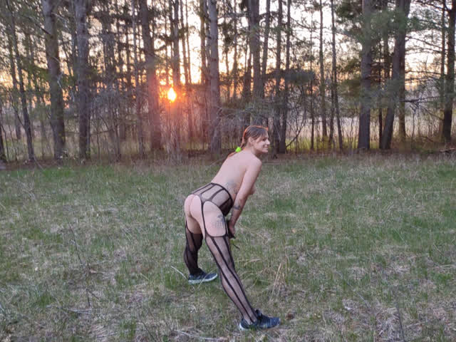 amateur flashing lingerie milf nude outdoor public gif