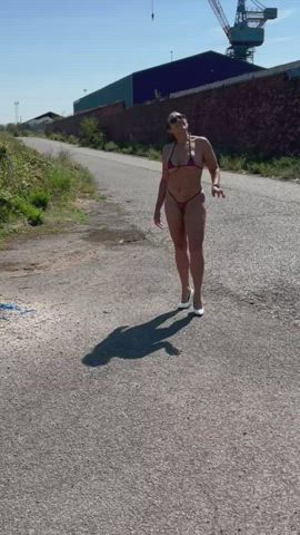 ebony hotwife milf mature micro bikini outdoor gif