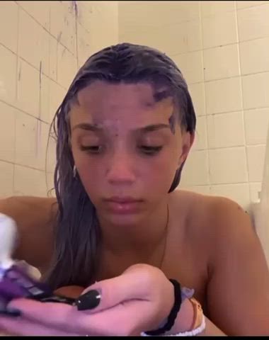 bath sideboob white girl gif