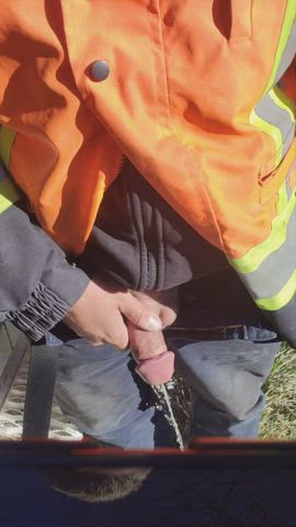 gay pierced pissing worker gif