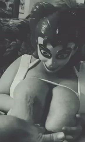 cosplay kinky mask onlyfans tit fuck titty fuck gif