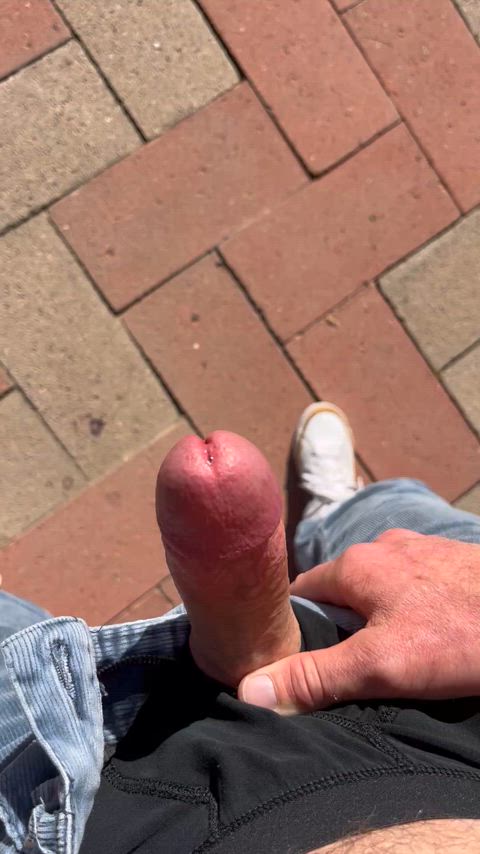 Cumshot out on the patio 