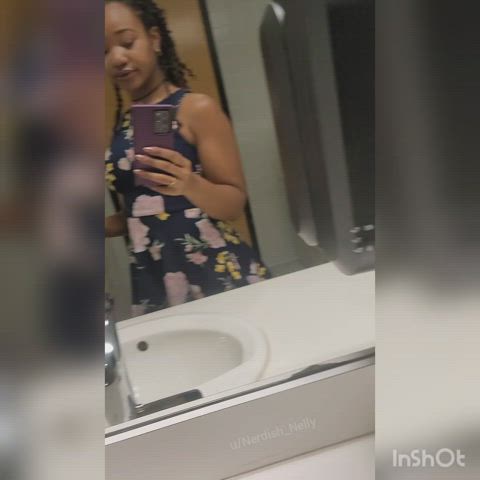 Big Ass Caught Cute Dress Ebony Nerd Panties Public Tease gif