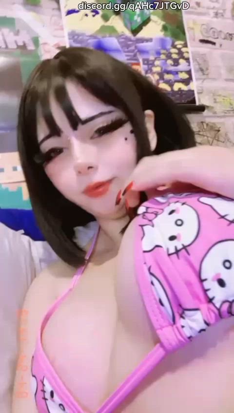 big tits boobs egirl lick licking pierced piercing solo tease tits just-boobs gif